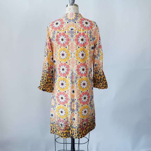 Ivy Jane Ditzy Floral Tunic Yellow Orange XS Flower Child Hippie Bohemian Retro - Picture 2 of 10